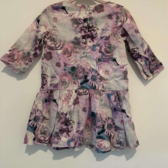 Gap purple and grey floral dress with grey bloomers. Size 18-24 months. - Picture 3 of 6